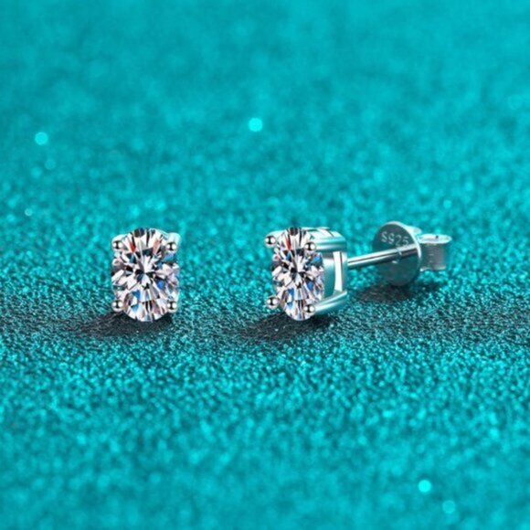 Jewelry - Certified 4ct. t.w. Moissanite Diamond Oval Cut Stud Earrings NEW